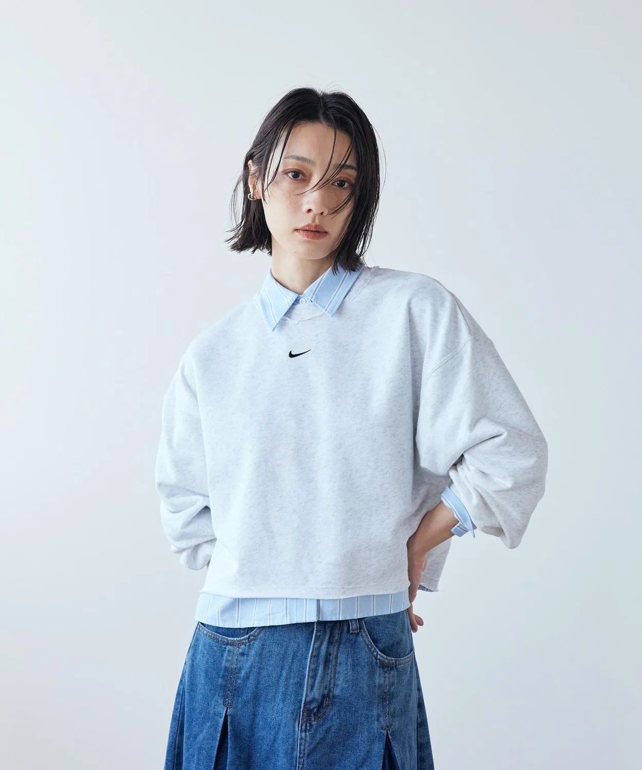 Женский свитшот оверсайз из футера с длинным рукавомNike Sportswear Chill Terry, Birch Heather