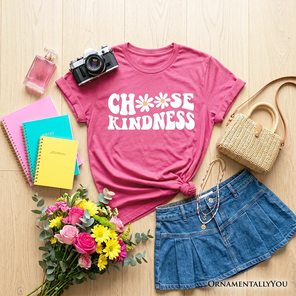 Детская футболка с принтом Choose Kindness Floral OrnamentallyYou, Safety Pink