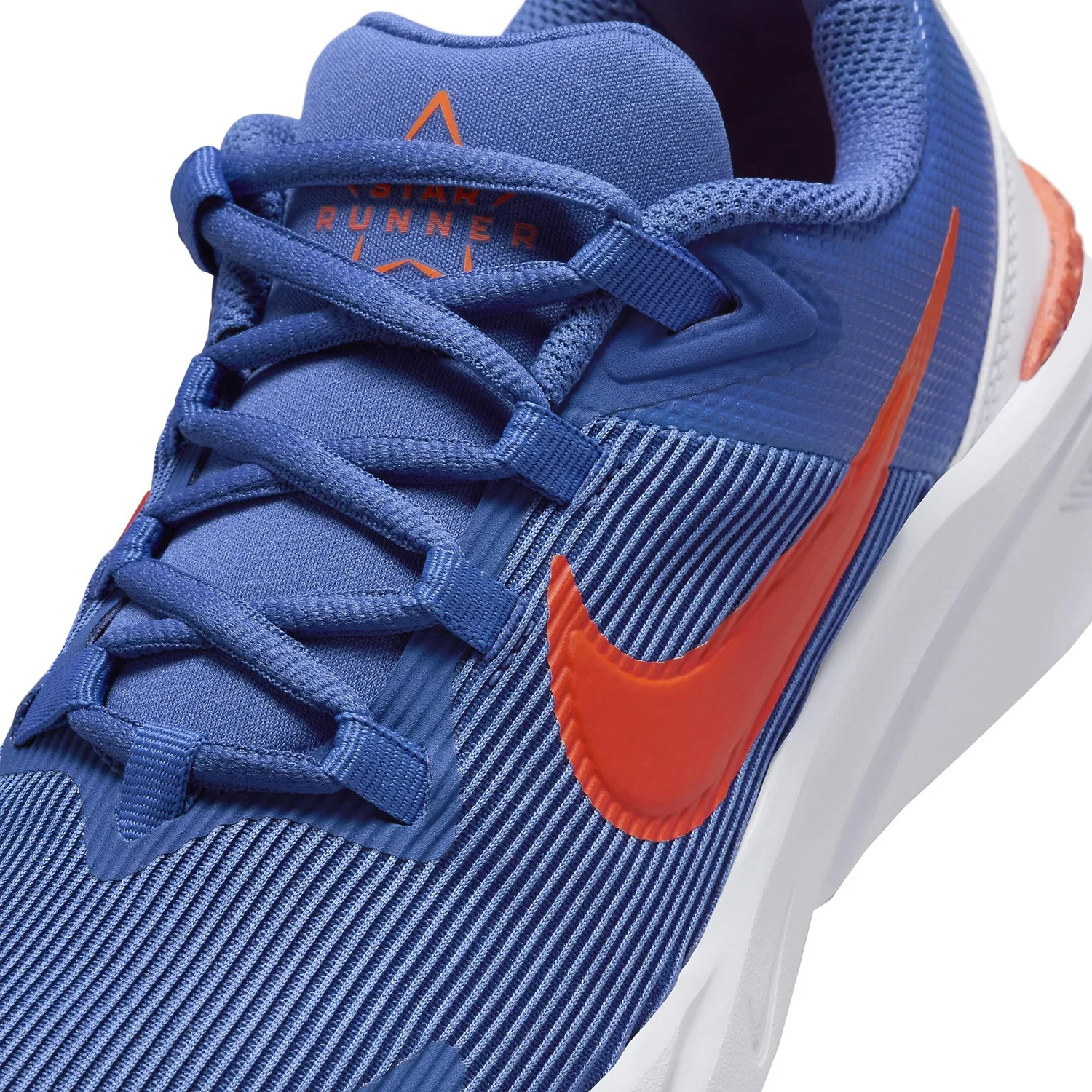 Детские кроссовки для мальчиков с длинным шнурком Star Runner 4 NIKE, Astronomy Blue Team Orange Whi — фото 2