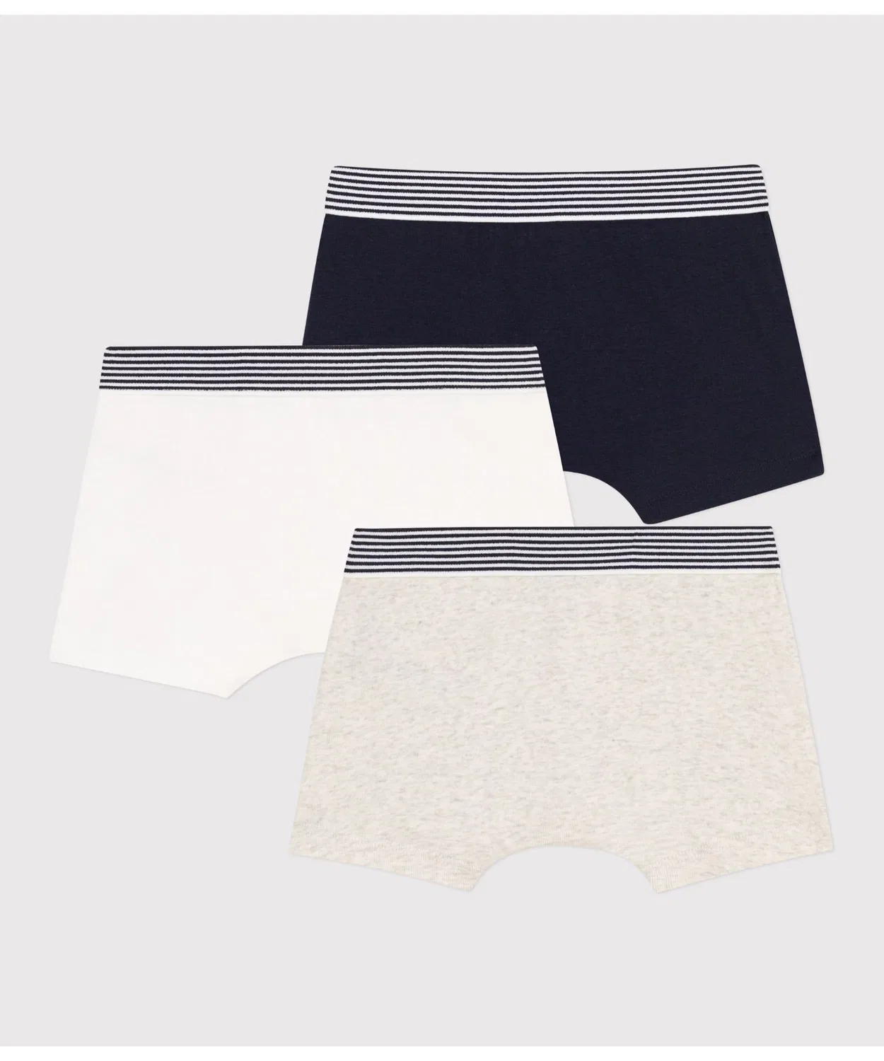 Детские трусы-боксеры 3 шт с полосками PETIT BATEAU, Navy/White/Beige — фото 2