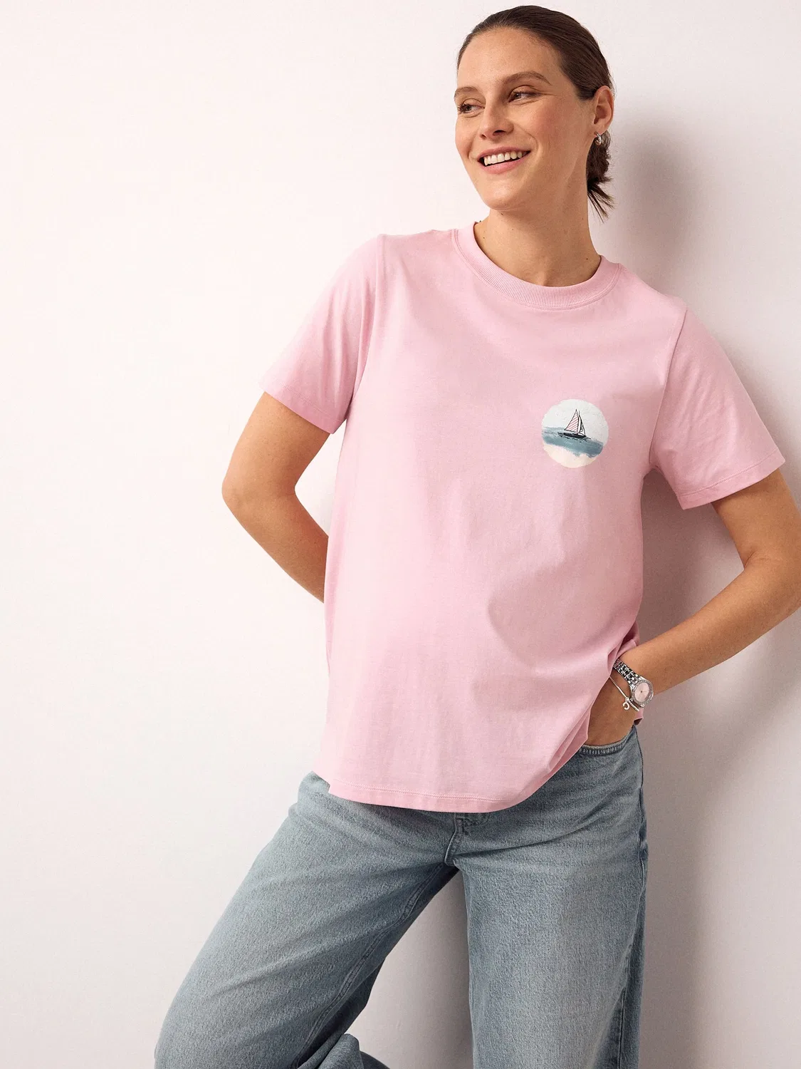 Футболка для беременных с принтом, Pink Maternity Vacation Next, розовый