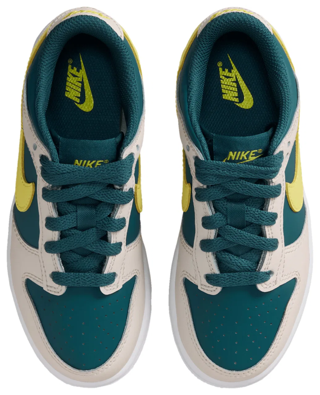 Кроссовки для мальчиков Dunk Low Nike, цвет Sonic Yellow/Dk Teal Green/Dk Teal Green — фото 4