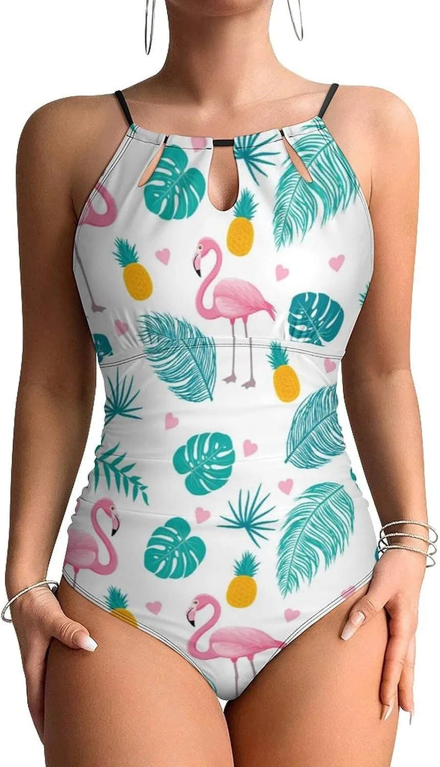 Женский слитный купальник с змеиным принтом Summer Flamingo, Style-9