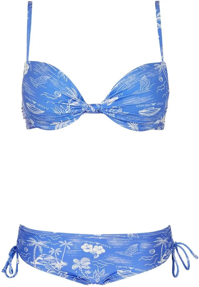Женский бикини-сет с эффектом push-up Emporio Armani, Lapis/Ivory Fancy — фото 3