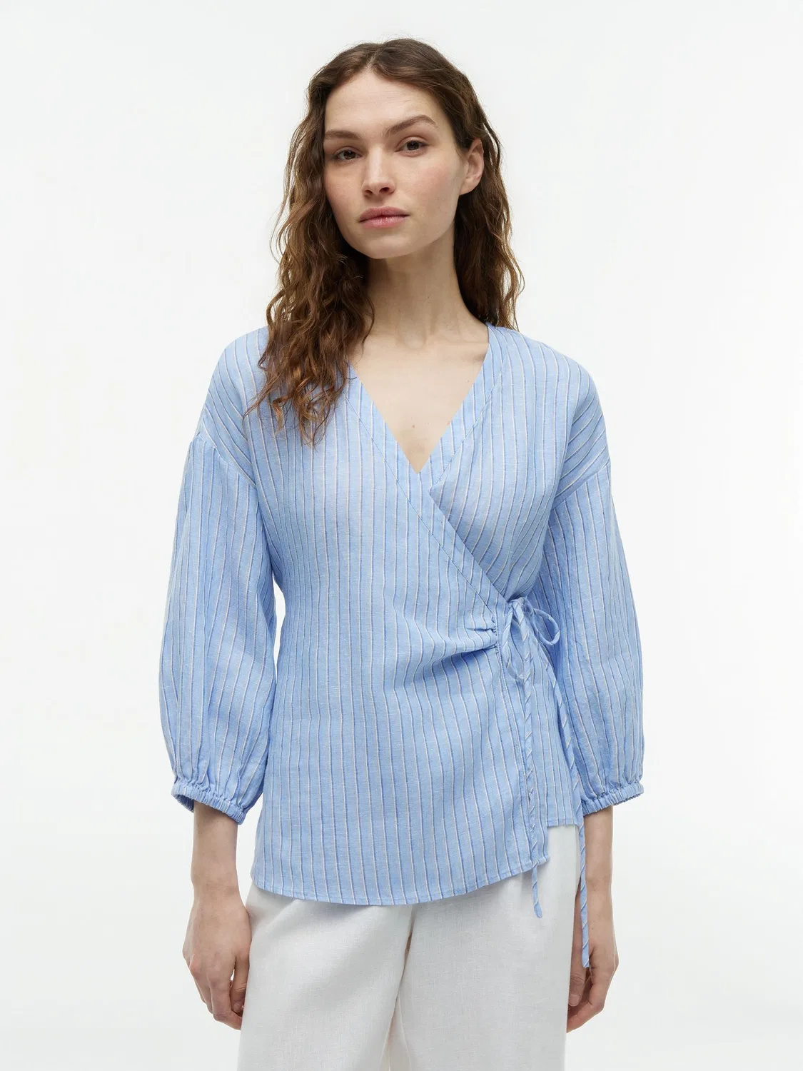 Блуза с запахом Relaxed Fit Tommy Hilfiger, синяя