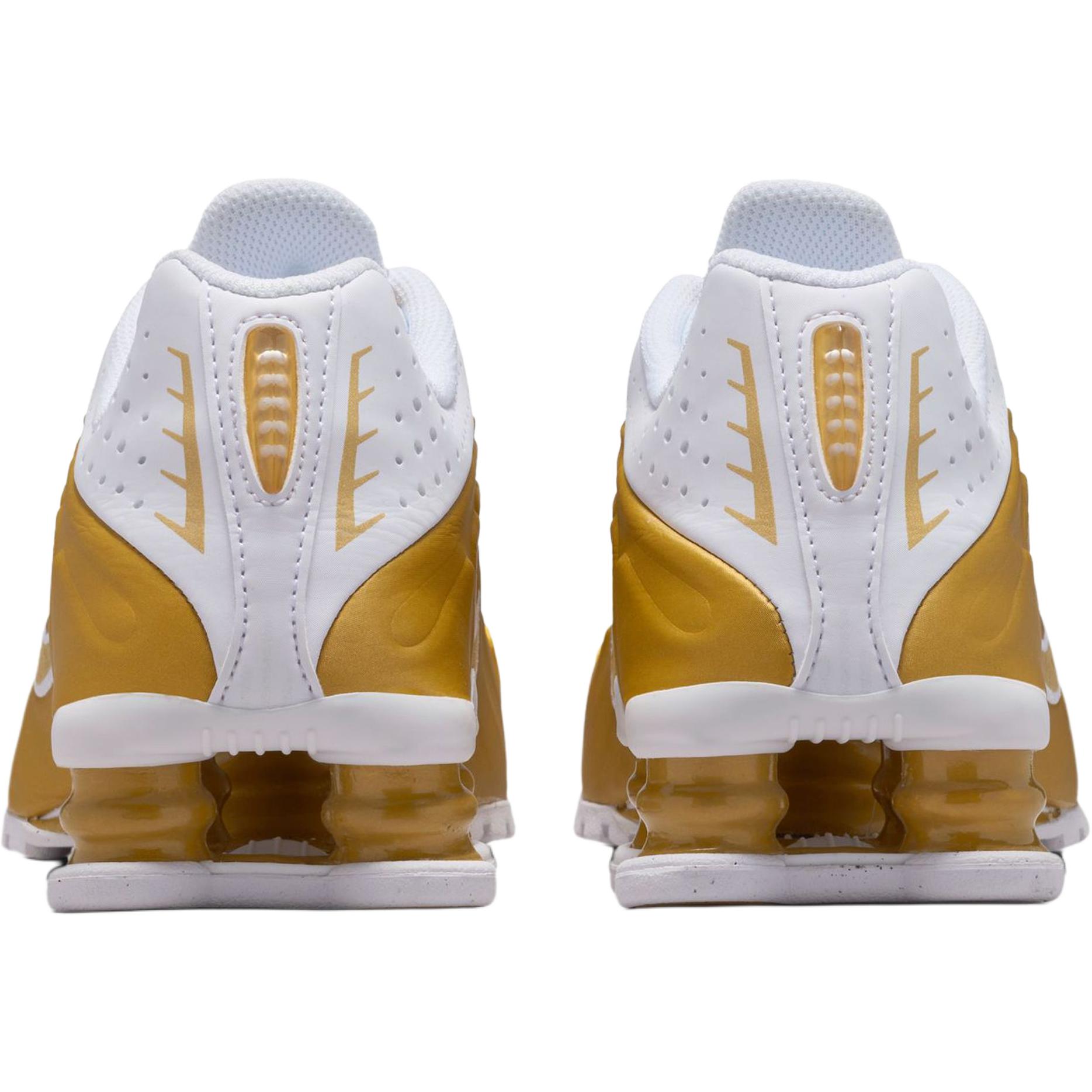 Nike Shox R4 устойчивые к истиранию низкие детские беговые кроссовки White Gold для подростков — фото 4
