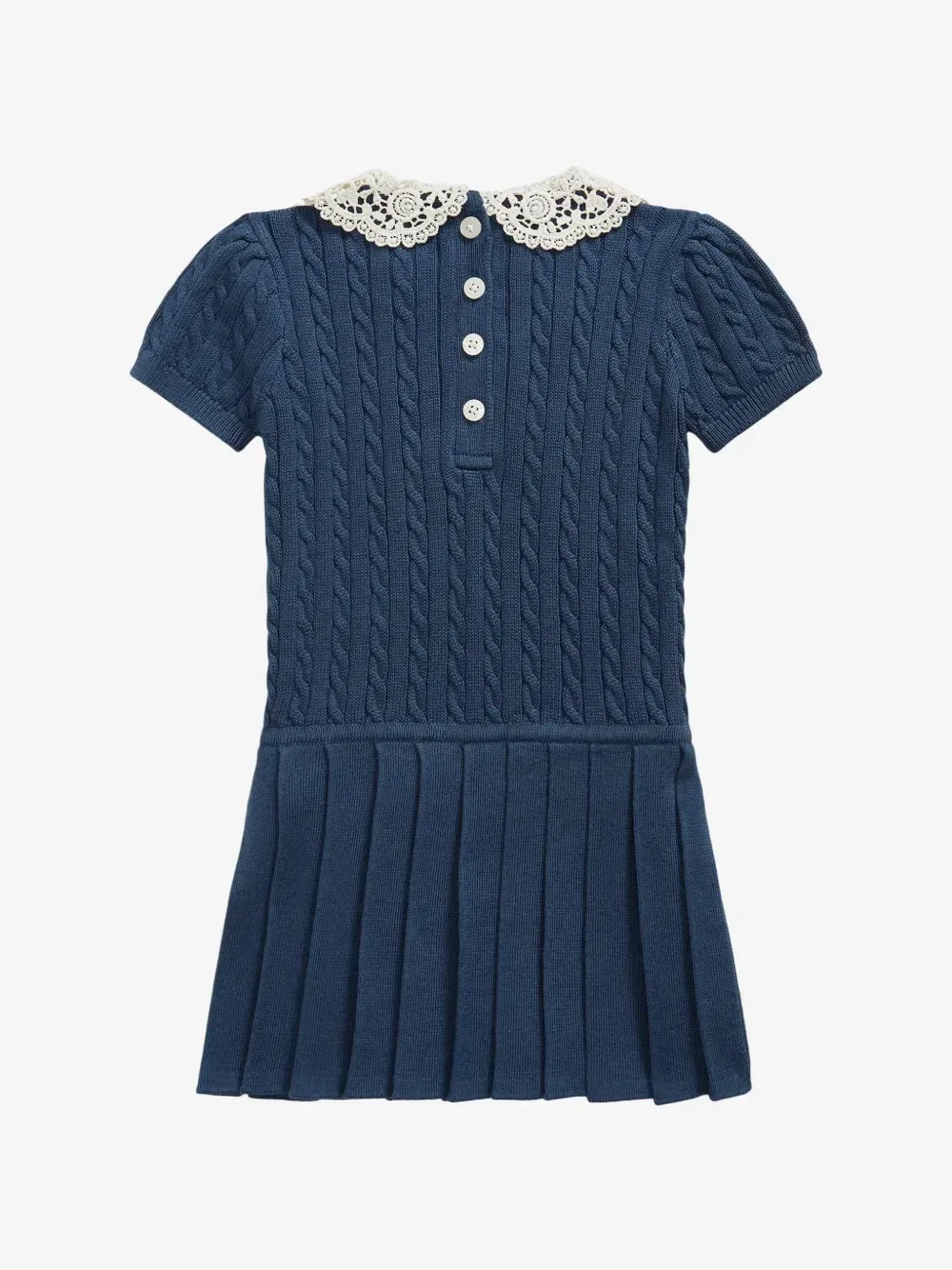 Платье фактурной вязки с плиссировкой POLO RALPH LAUREN KIDS, синий — фото 2