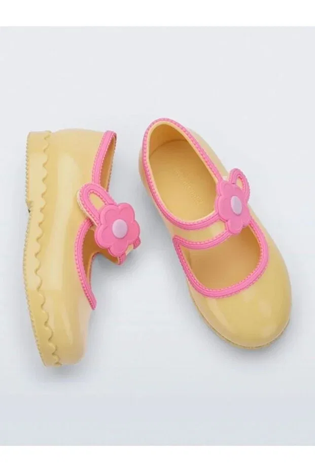 Детские балетки для девочек с принтом Daisy Mini Melissa, Yellow — фото 2