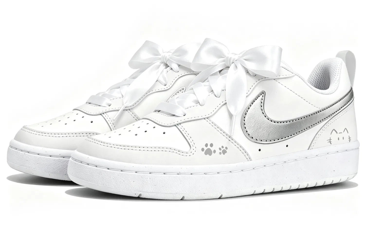 Детские кроссовки для скейтбординга с кожаным верхом Court Borough Nike, Silver — фото 4