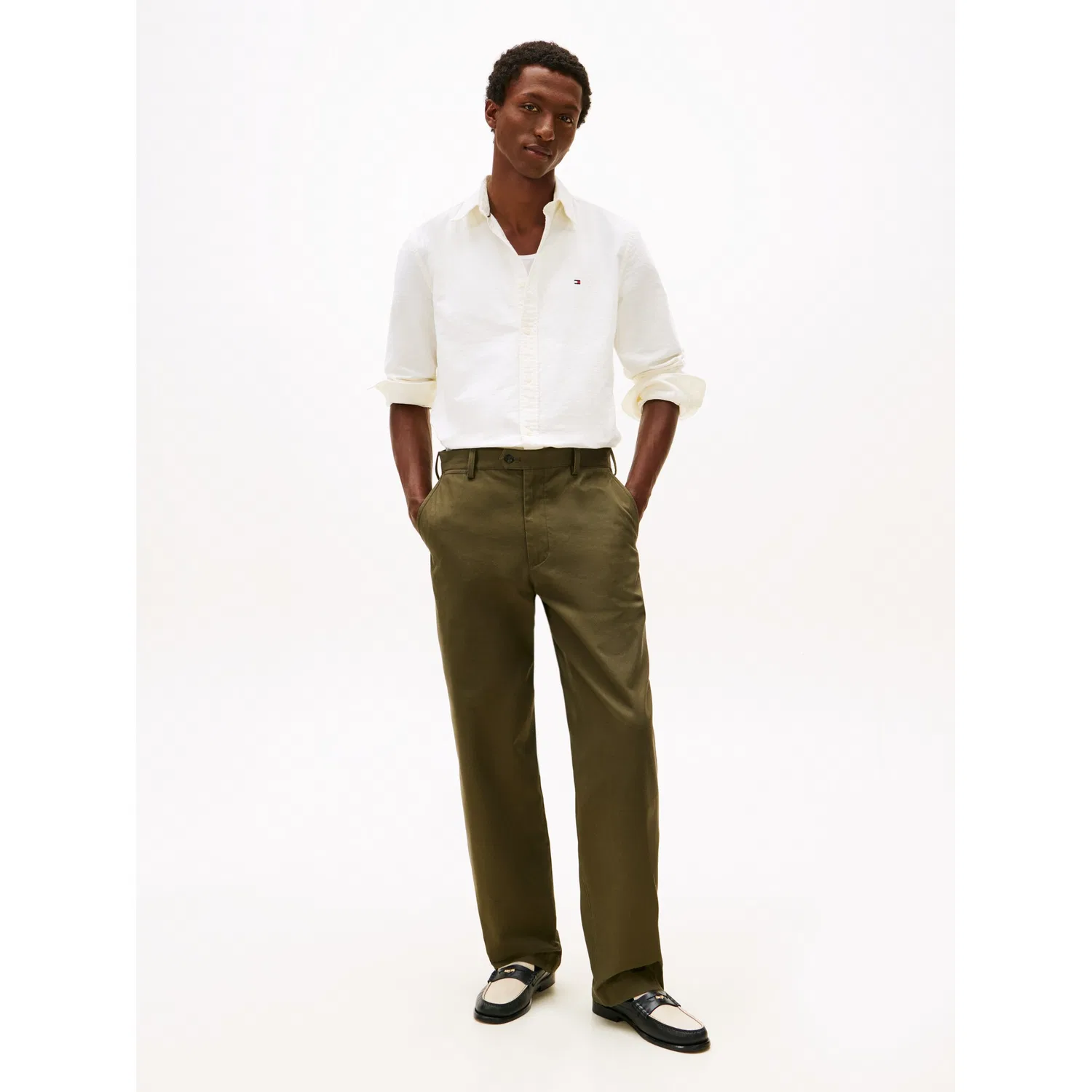 Мужская рубашка с длинным рукавом Oxford Dobby Tommy Hilfiger, White — фото 3