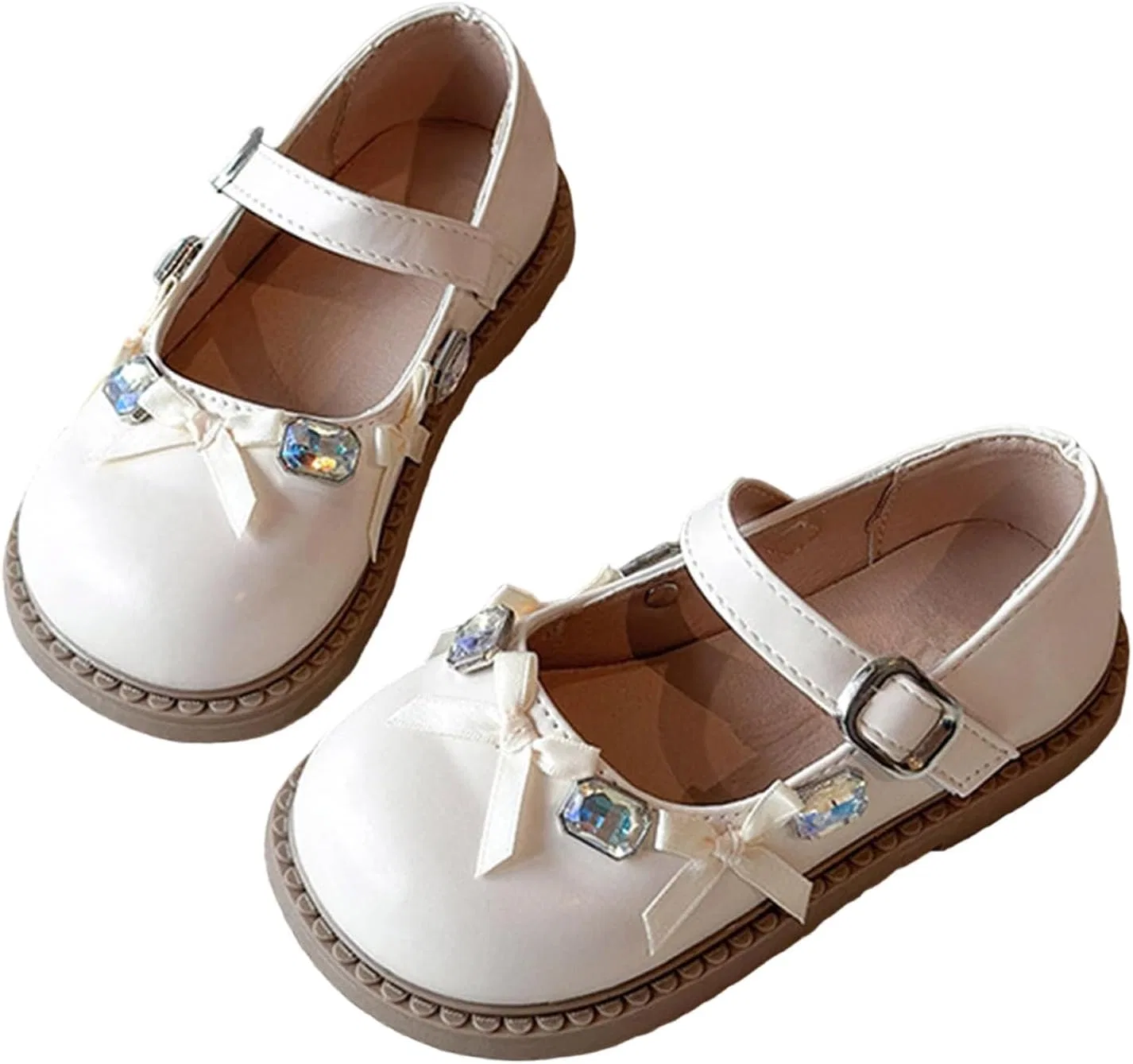 Детские туфли Мэри Джейн с бантом для девочек IWIHMIV, Beige