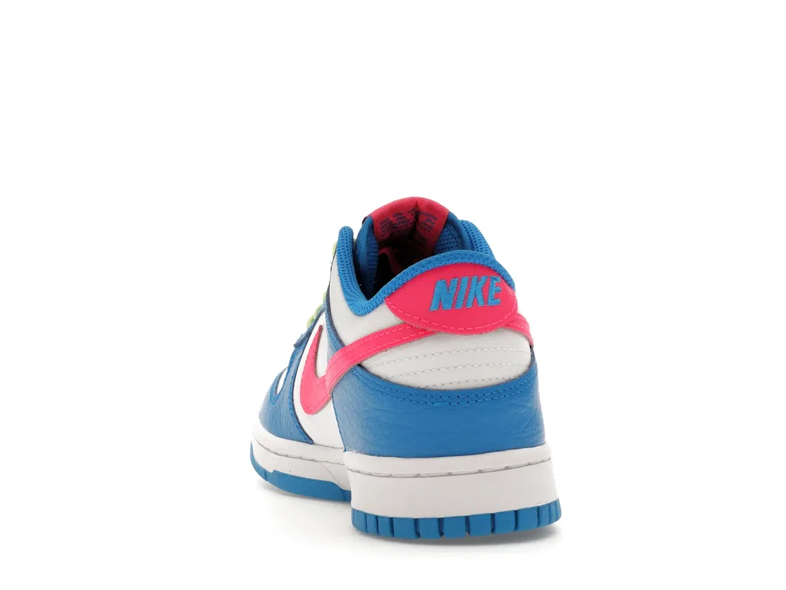 Детские кроссовки с принтом Nike Dunk Low Nike, Photo Blue/White/Light Lemon Twist/Hyper Pink — фото 4
