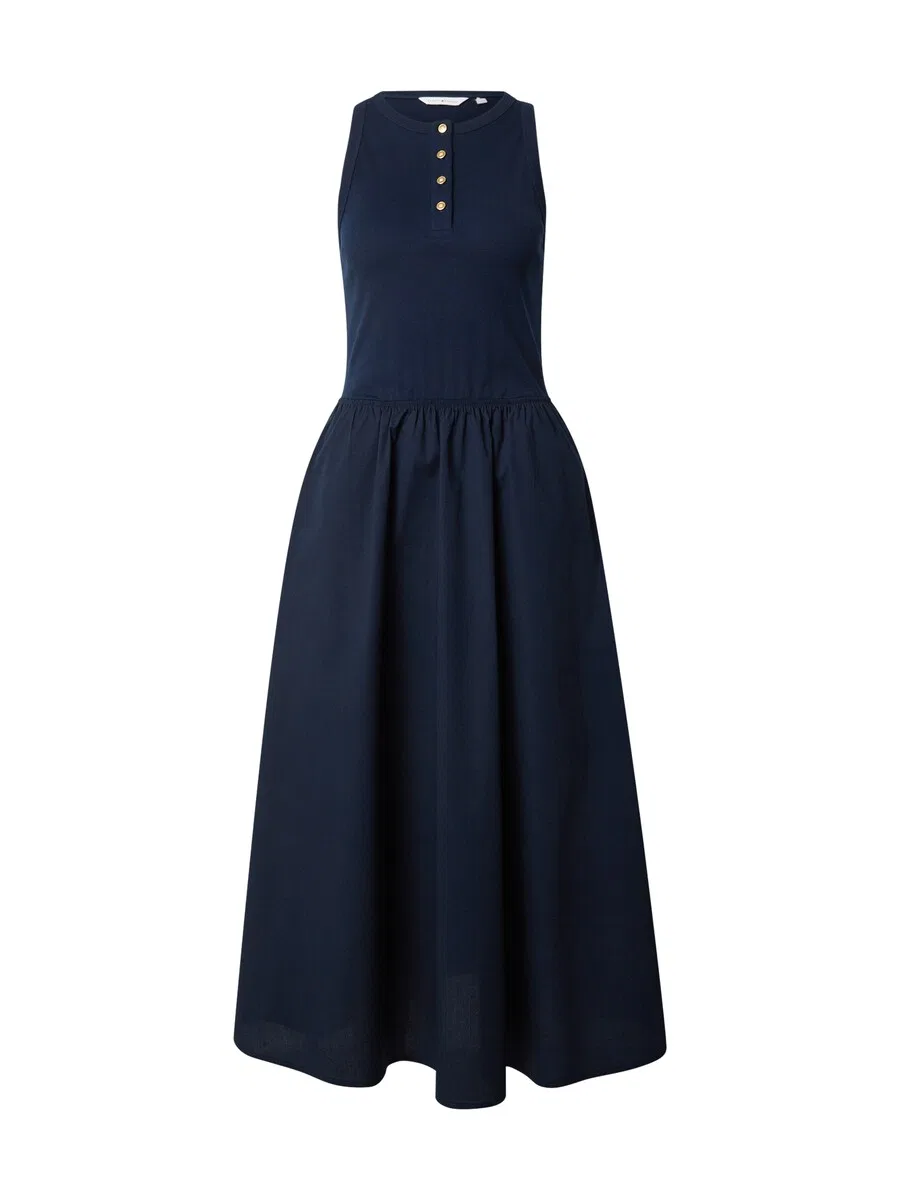 Платье TOMMY HILFIGER 'Gold-tone Button Sleeveless Maxi' темно-синего цвета
