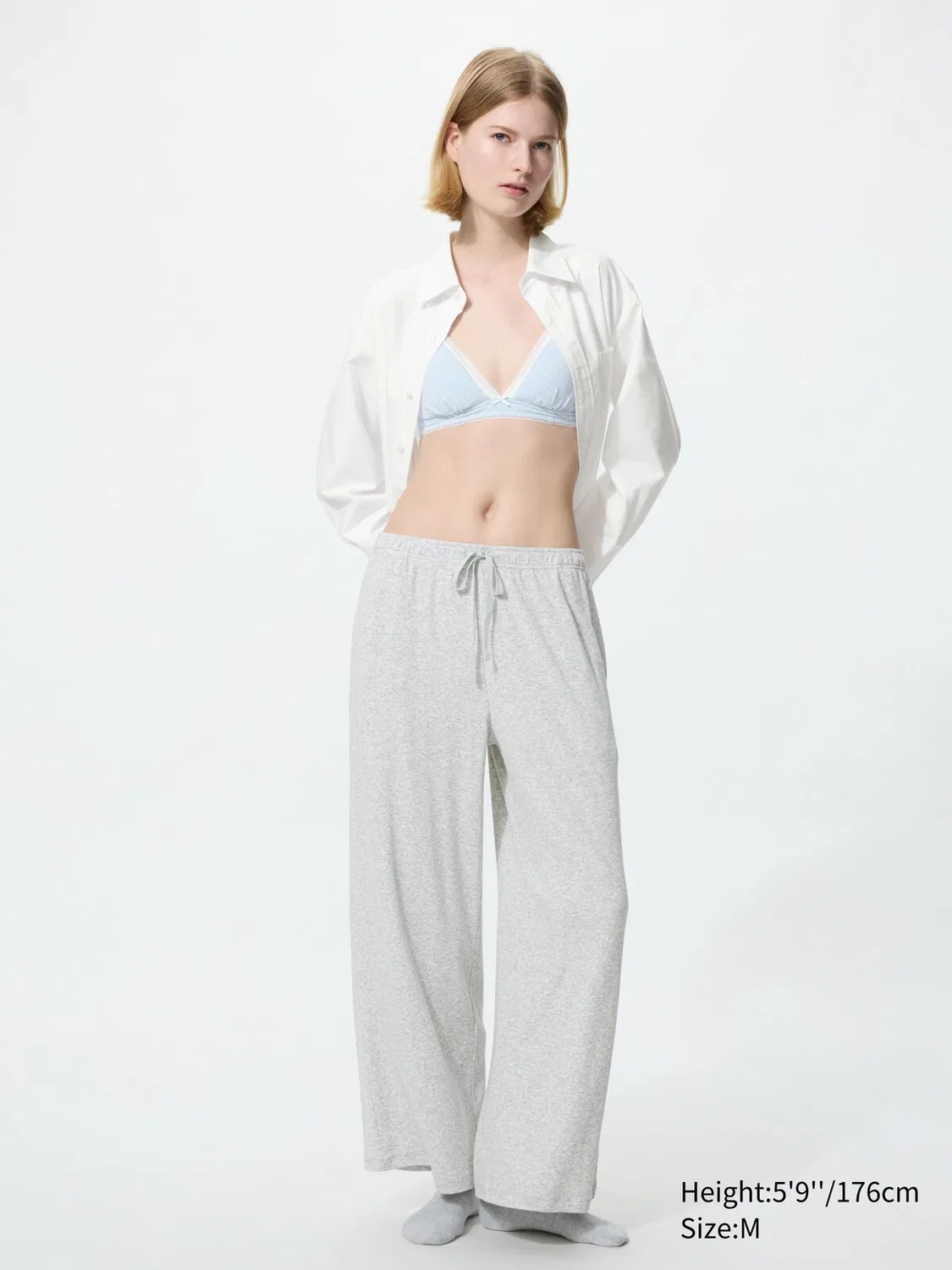 Брюки Uniqlo, широкие, ребристые, серый