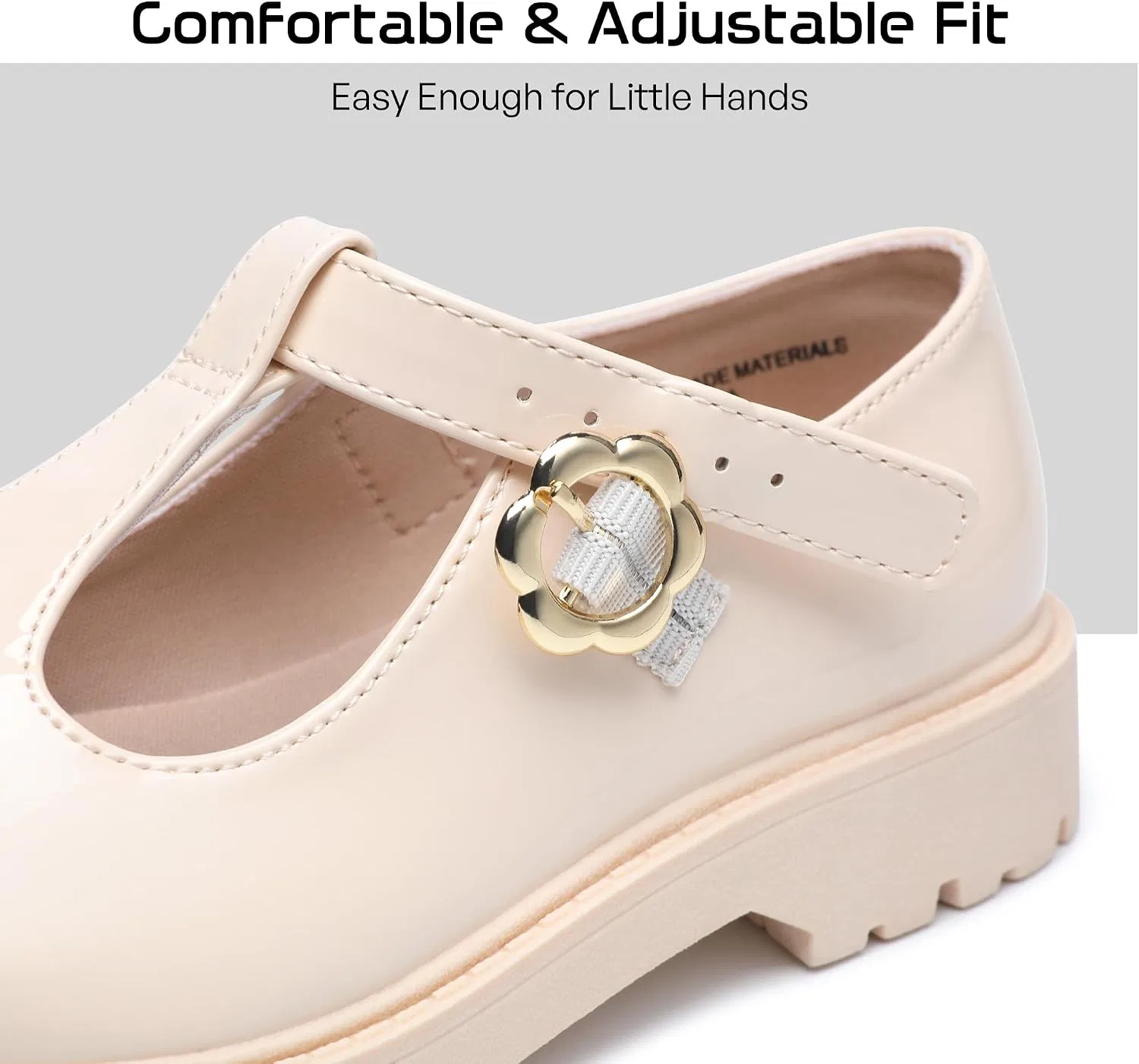 Детские туфли для девочек на платформе Mary Janes MIXIN, Beige — фото 4