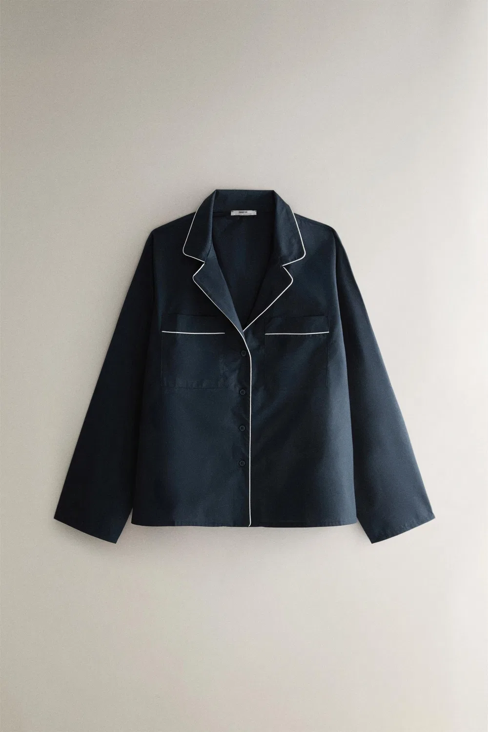 Хлопковая рубашка с кантом ZARA, Navy blue