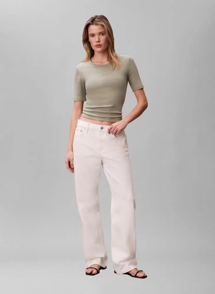 Calvin Klein Футболка с коротким рукавом и рубчиком, серый — фото 4