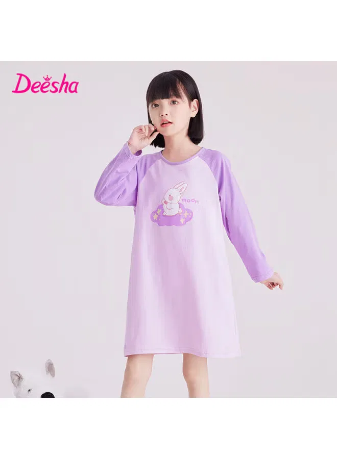 Ночная сорочка с длинным рукавом для девочки Deesha, фиолетовый — фото 3
