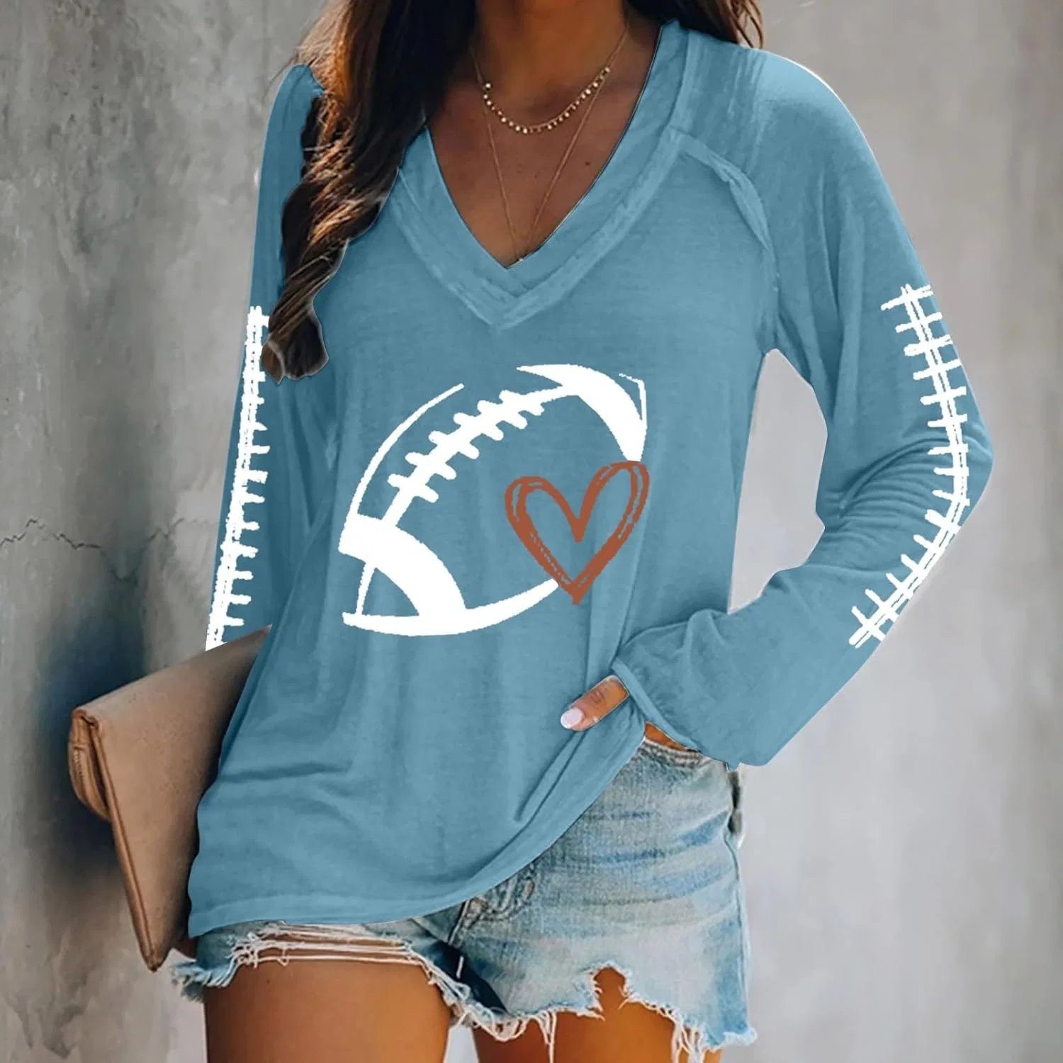 Футбольная толстовка для женщин, свободный крой, A-light Blue — фото 2