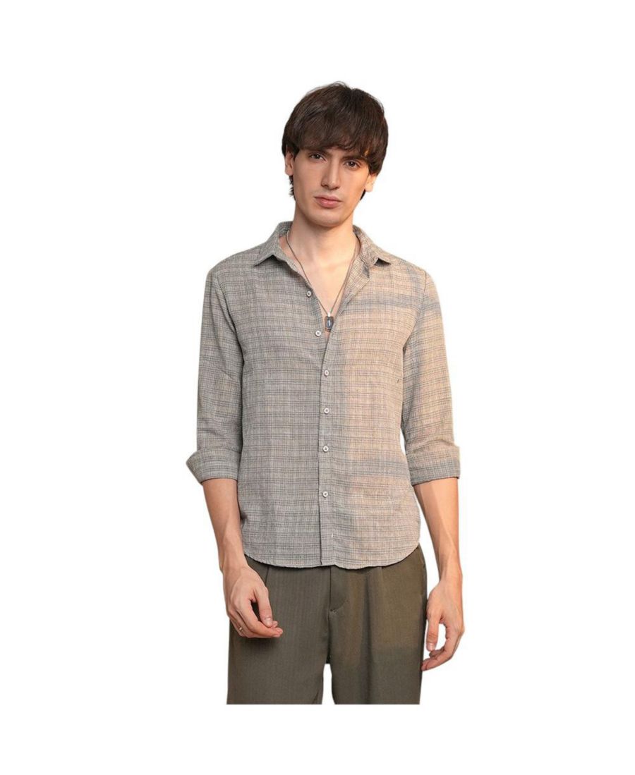 

Мужская рубашка в мелкую клетку пепельно-серого цвета Campus Sutra, Grey