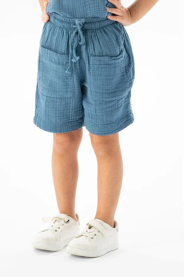 Детские шорты для девочек хлопковые Basics Eliş Şile Bezi, Indigo