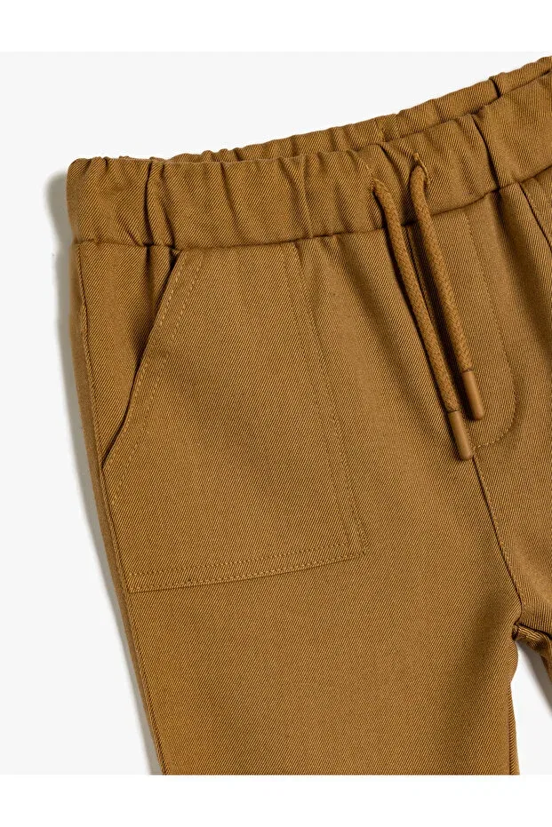 Детские джоггеры для девочек с завязкой на поясе Koton, Tan Color — фото 3
