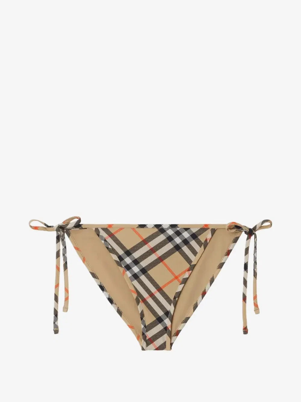 Плавки-бикини с завязками и принтом в клетку BURBERRY, бежевый