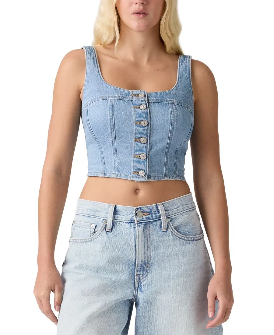 Топ джинсовый с квадратным вырезом без рукавов, модель Audra Seamed Levi's, I Will — фото 2