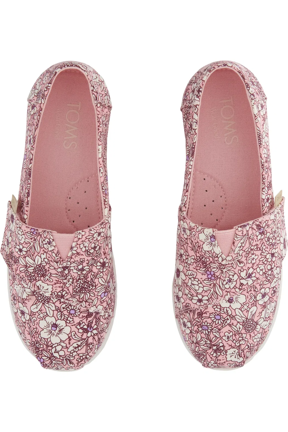 Детские кеды slip-on на регулируемой липучке Alpargata TOMS, Pink Quartz Archival Floral — фото 4
