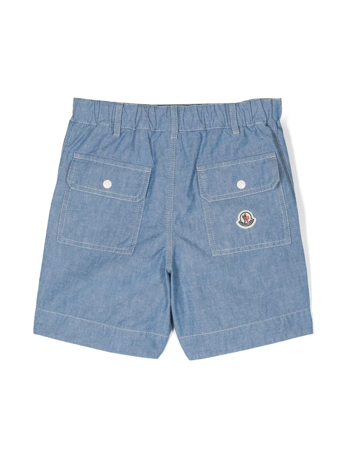 Шорты хлопковые с логотипом Moncler Kids Logo Patch Cotton Shorts Moncler, Medium Blue — фото 2
