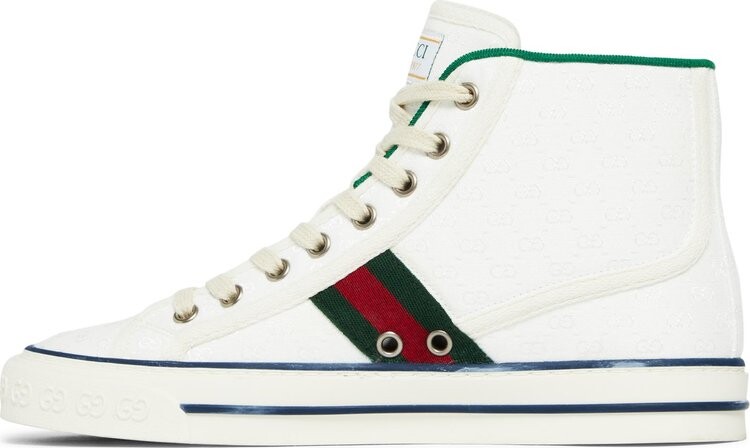 Кроссовки Gucci Wmns Tennis 1977 High White Mini GG, белый — фото 4