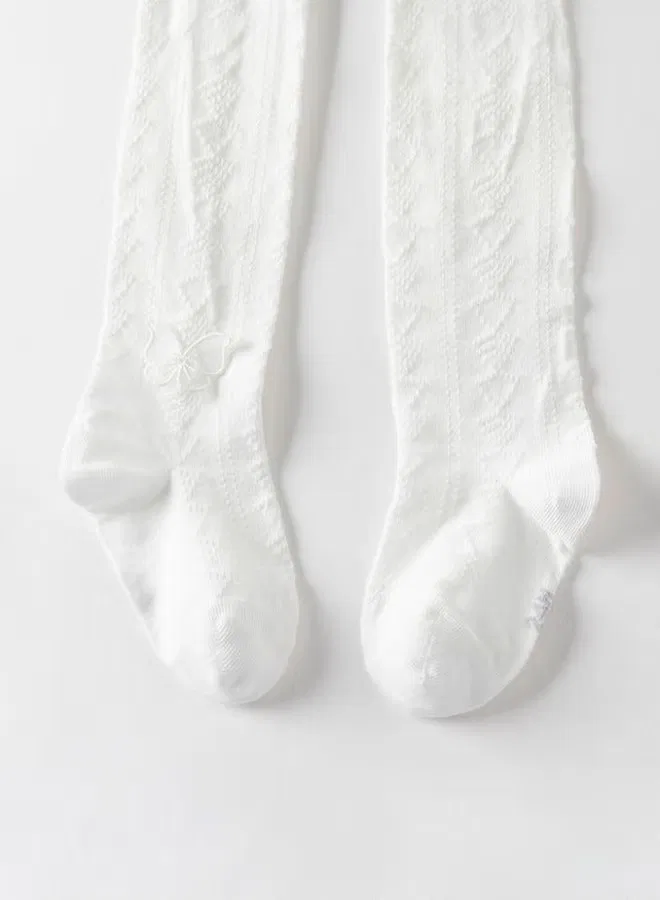 Детские трикотажные колготки с аппликацией-бабочкой Dave & Bella, белый — фото 4