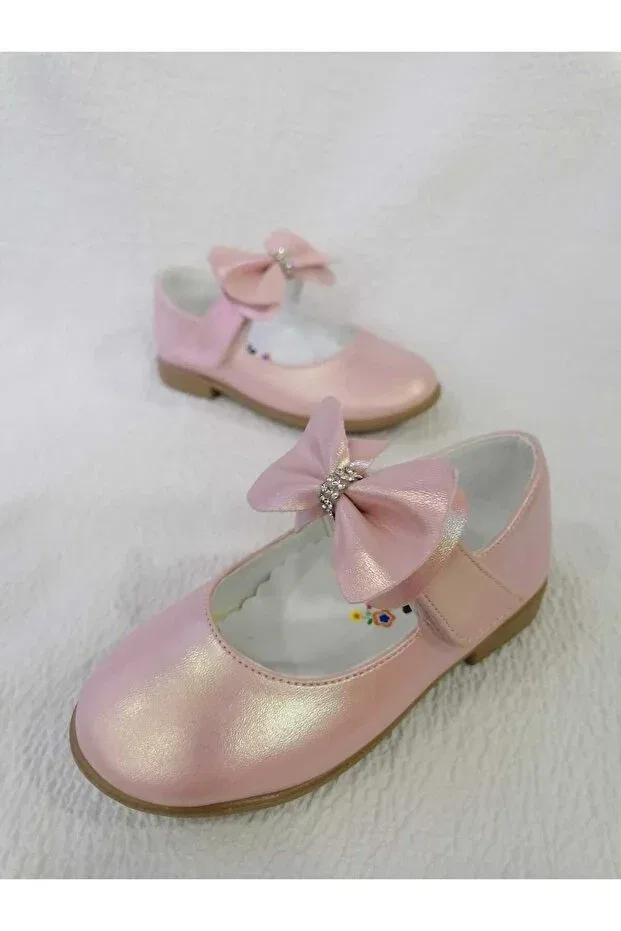 Детские балетки для девочек с бантом Özgür Kids, Pink Powder — фото 4