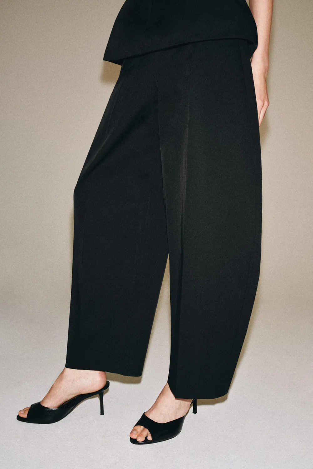 Брюки с широкими штанинами из коллекции ZW ZARA, Black — фото 2