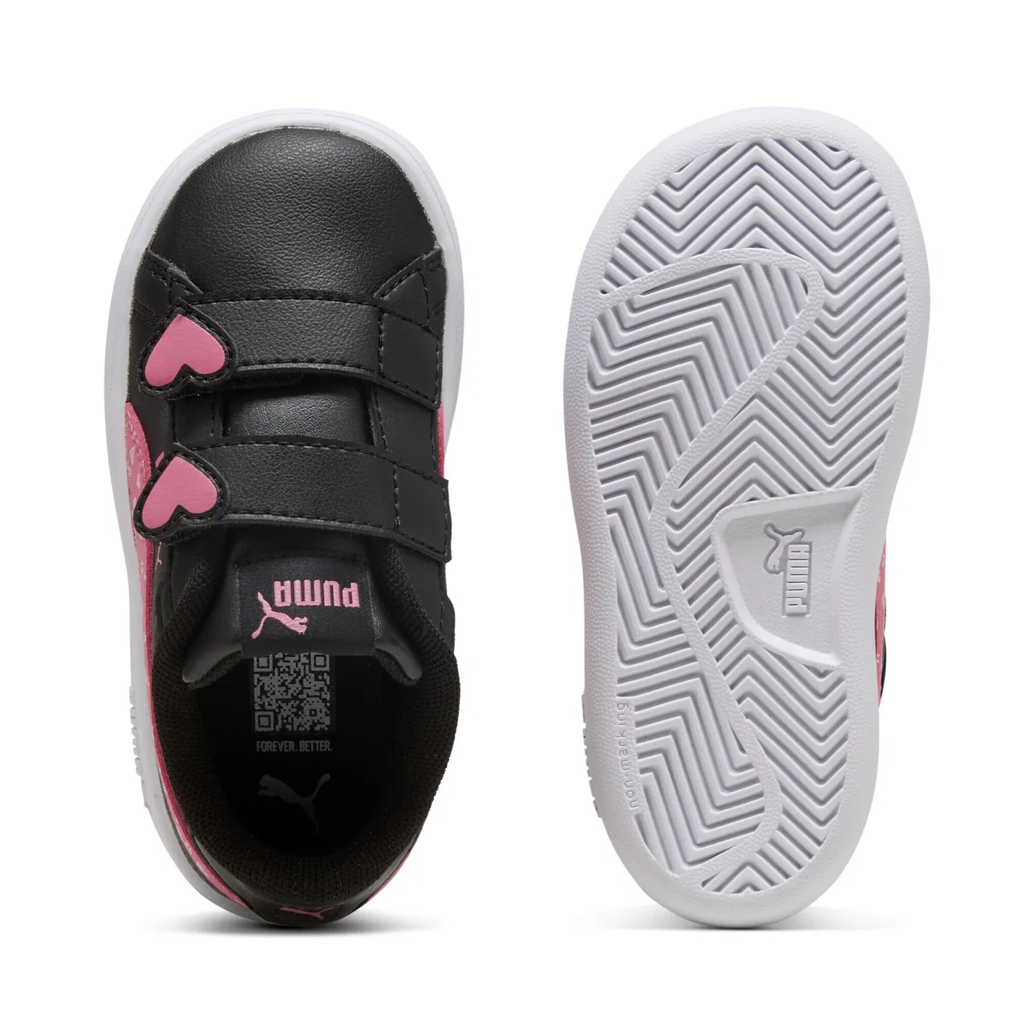 Детские кроссовки с липучками Puma Smash 3.0, Black Magic Rose Pink — фото 4