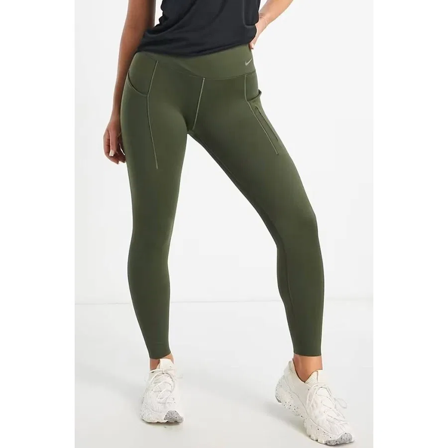 Женские спортивные леггинсы с высокой посадкой и 6 карманами Nike Go Firm Support High Rise Full Length, Хаки