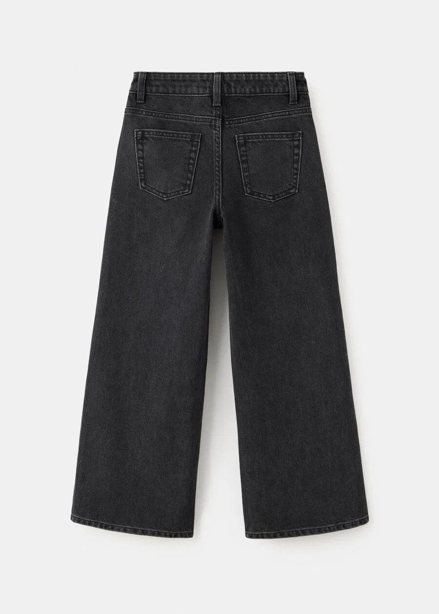 Детские джинсы MANGO KIDS Wide leg Jeans 'WIDEO' черного цвета — фото 2