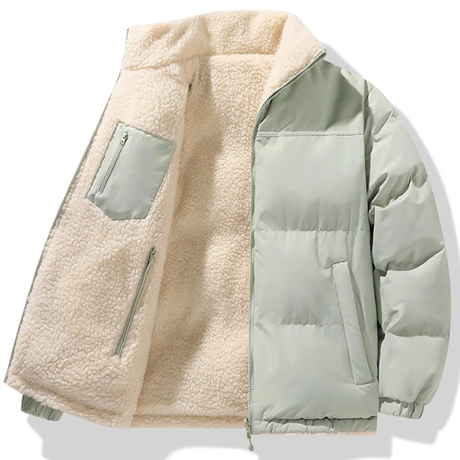 Женский утепленный кардиган с длинным рукавом, модель Winter Warm Casual Double Sided Loose Coat, verde menta