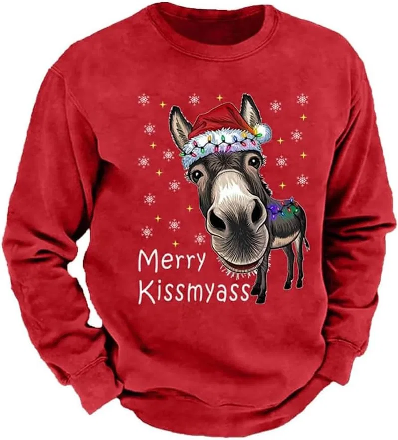 Мужской свитшот с принтом Merry Kissmyass, красный