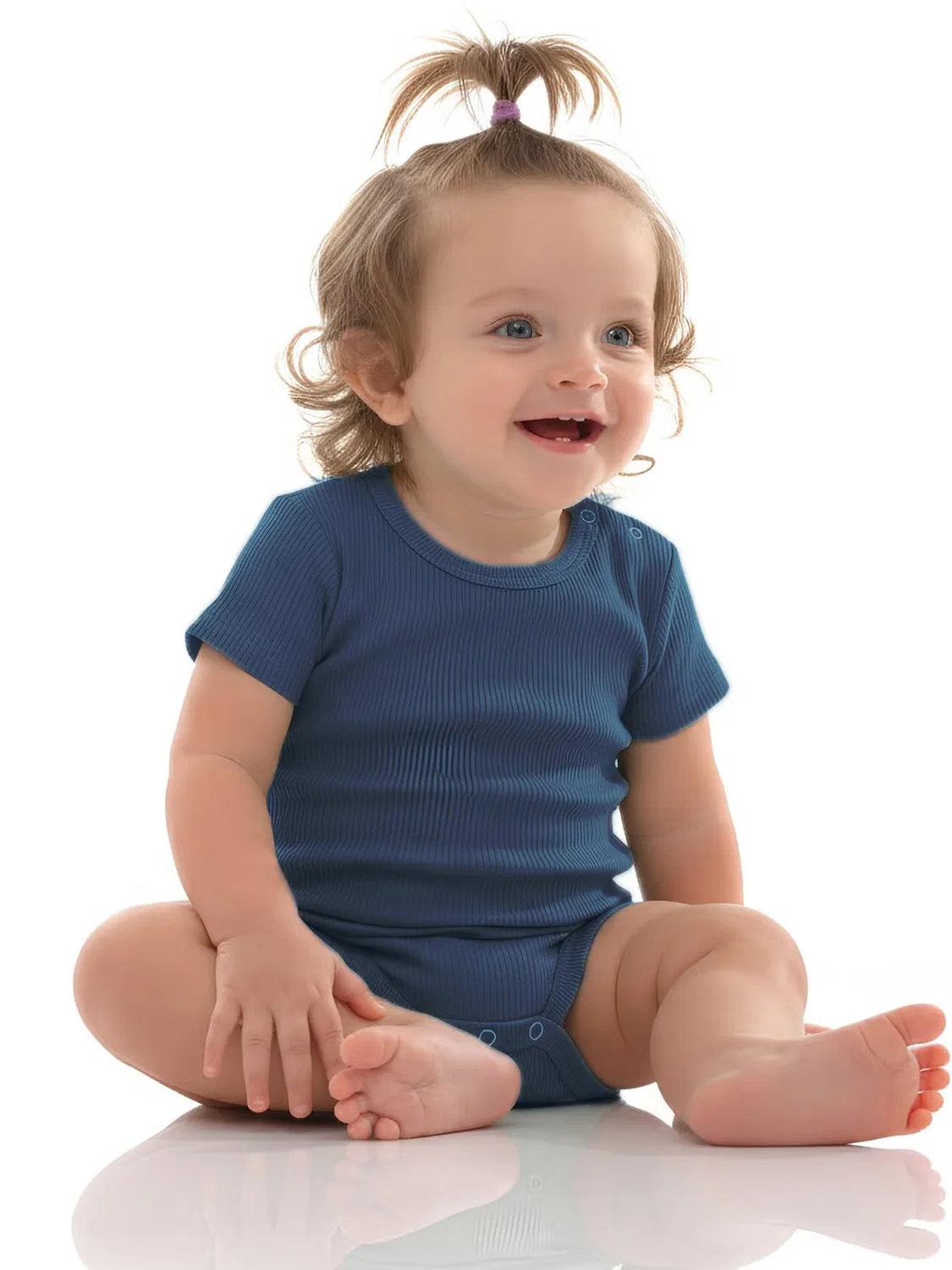 Боди-комбинезон с коротким рукавом из рубчатого хлопка Babies Basic, синий