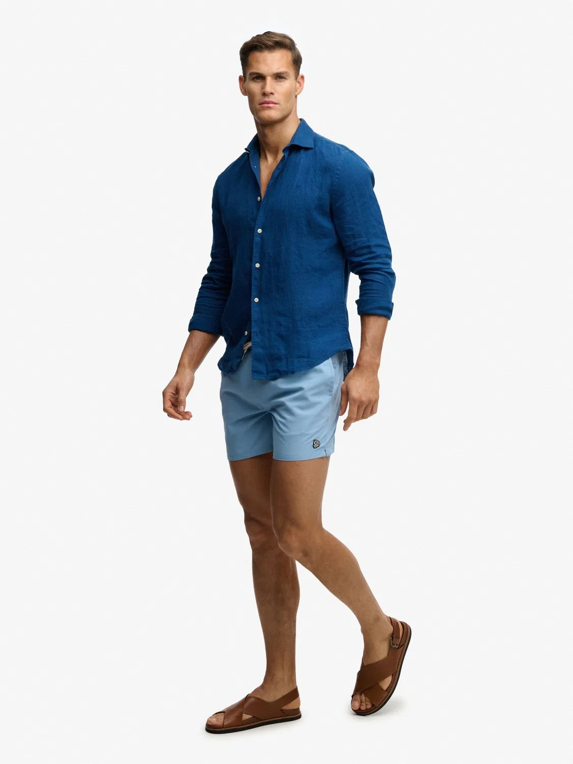 Плавки с вышитым логотипом Superdry Endless Sky Blue — фото 3