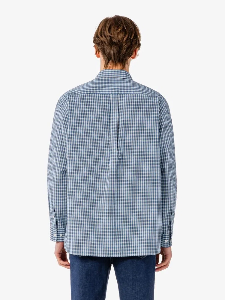 Рубашка с длинным рукавом, хлопок, клетка LACOSTE, Navy — фото 3