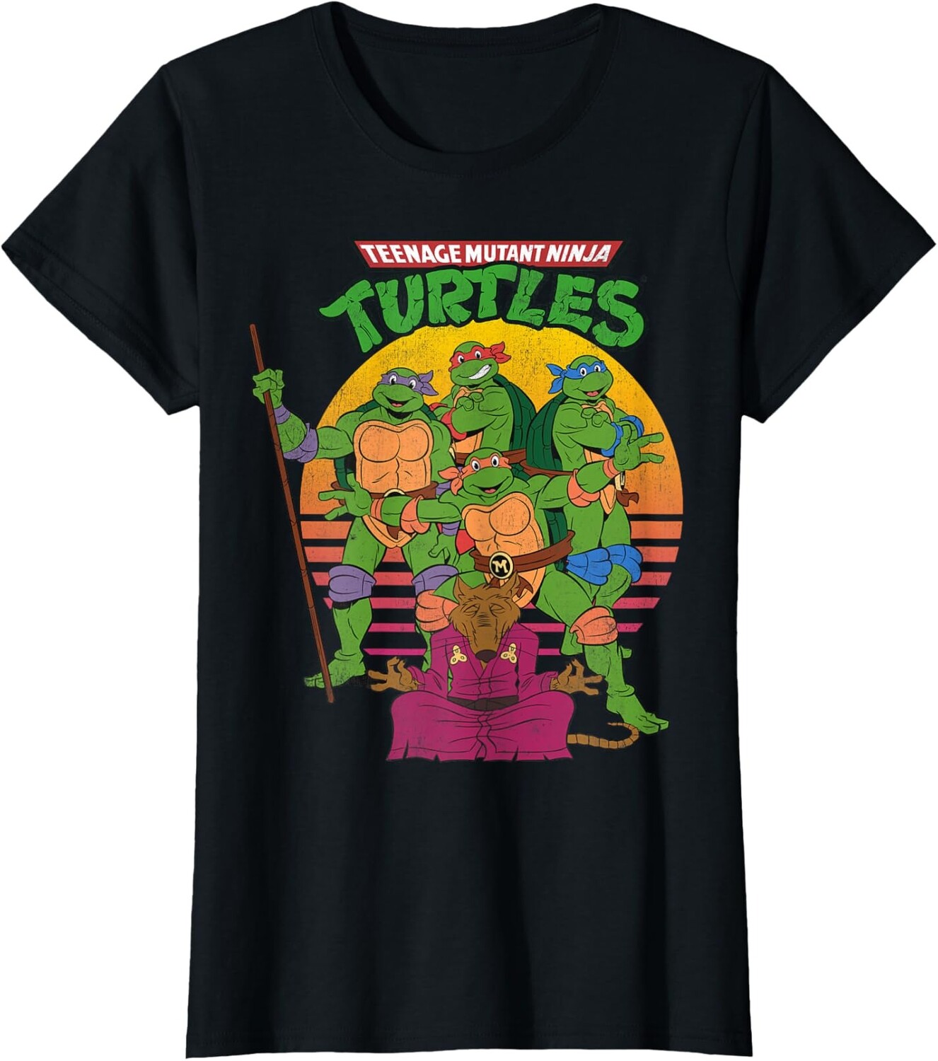

Женская футболка Teenage Mutant Ninja Turtles Retro Sun Group, черный