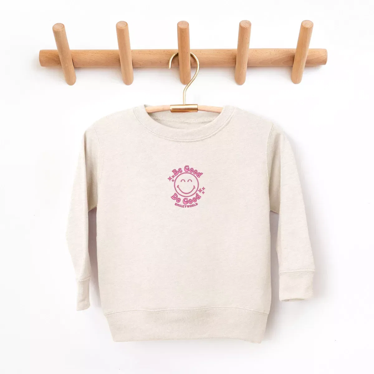 Детский свитшот с вышивкой SmileyWorld Be Good Do Good The Juniper Shop, Natural