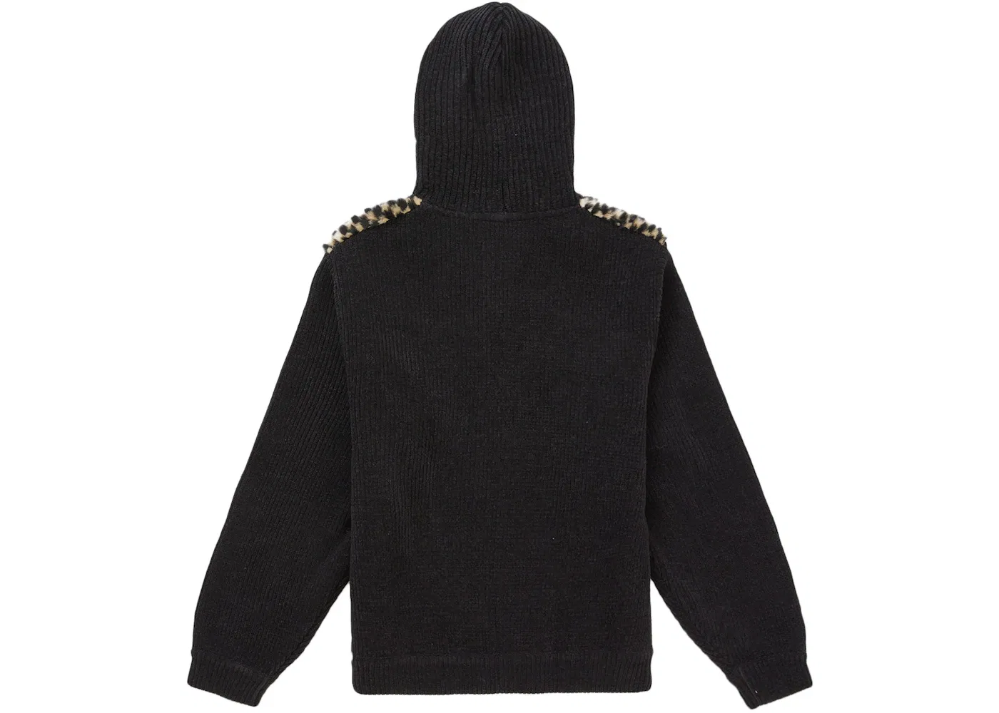 Мужской свитер с принтом Supreme Checkerboard Faux Fur Zip Up Hooded Sweater, Black — фото 2