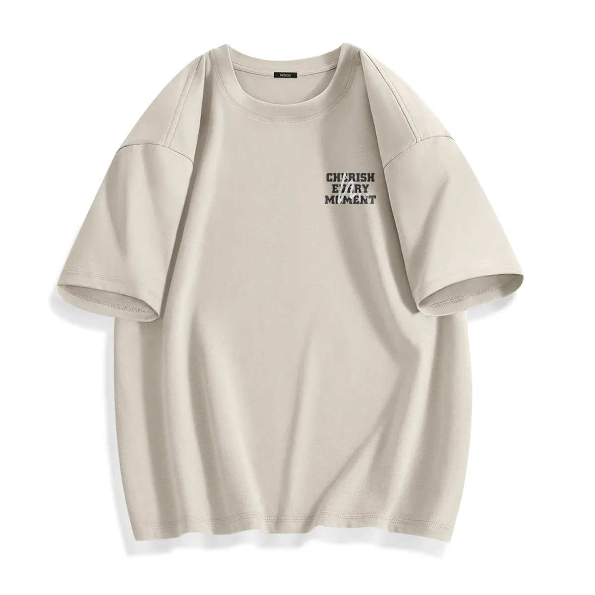 Футболка детская с круглым вырезом Heavyweight MINISO, Light Beige — фото 3