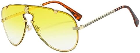 

Винтажные цельнолитые солнцезащитные очки из сплава для женщин, солнцезащитные очки с коричневым градиентом для мужчин и для вождения, женские солнцезащитные очки MTZJH, Gold Yellow