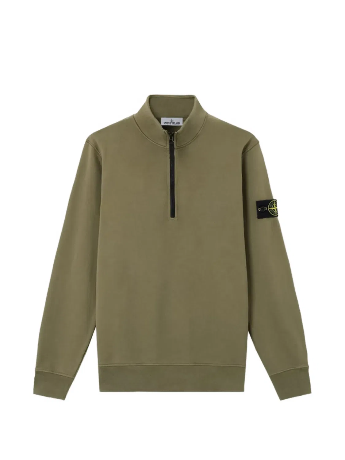 Свитшот с полумолнией из органического хлопка Stone Island, зеленый