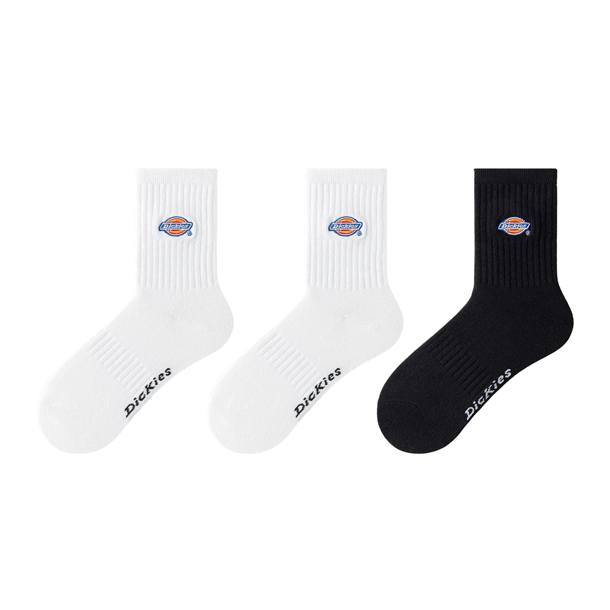 Детские носки до колена 3 пары, с вышивкой, Dickies, White/White/Black