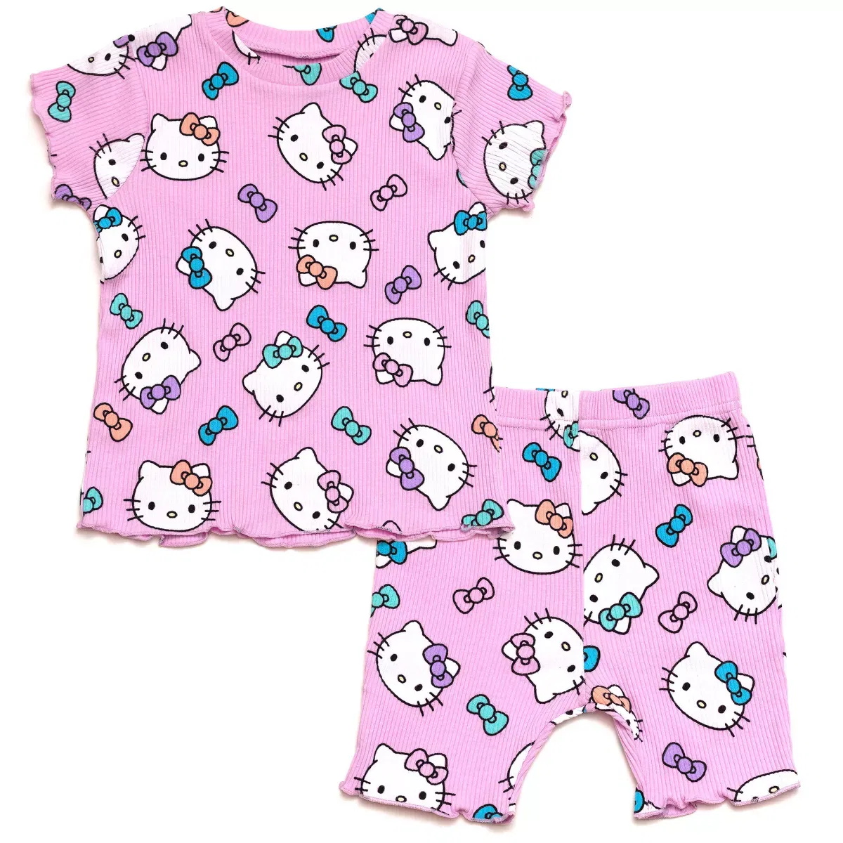 Детский комплект футболки и шорт с принтом Hello Kitty, Цвет Pink